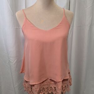 Blue Rain Coral Lace Hem Camisole